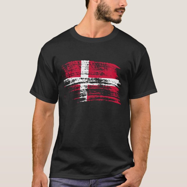 Cooler dänischer Flaggenentwurf T-Shirt (Vorderseite)