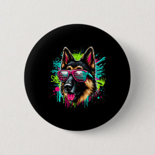 Cooler deutscher Schäferhund Dog Graffiti Art Styl Button
