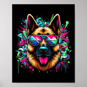 Cooler deutscher Schäferhund Dog Graffiti Art Styl Poster