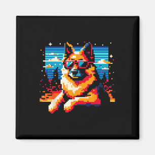 Cooler deutscher Schäferhund Dog Pixel Art Weihnac Magnet
