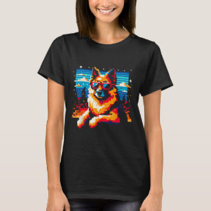 Cooler deutscher Schäferhund Dog Pixel Art Weihnac T-Shirt