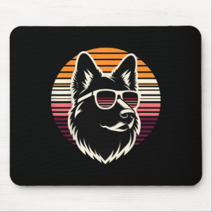 Cooler deutscher Schäferhund Dog Retro Sunset Art Mousepad