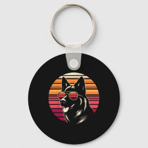 Cooler deutscher Schäferhund Dog Retro Sunset Art Schlüsselanhänger