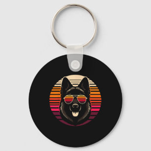 Cooler deutscher Schäferhund Dog Retro Sunset Art Schlüsselanhänger