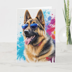 Cooler deutscher Schäferhund mit Sonnenbrille Spla Karte