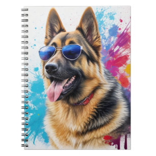 Cooler deutscher Schäferhund mit Sonnenbrille Spla Notizblock