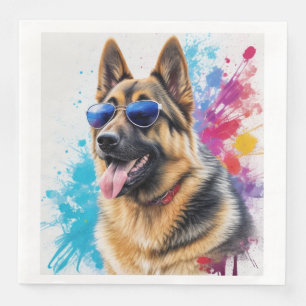 Cooler deutscher Schäferhund mit Sonnenbrille Spla Serviette