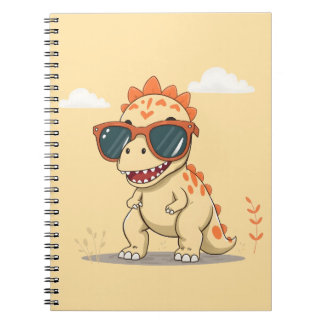 Cooler Dinosaur mit Sonnenbrille Lustiger Süßer Ki Notizblock