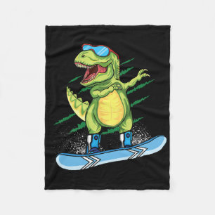 Cooler Dinosaur Snowboarden Skiing Dabbing T Rex S Fleecedecke
