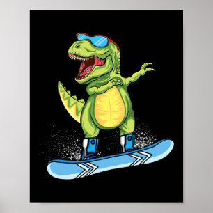 Cooler Dinosaur Snowboarden Skiing Dabbing T Rex S Poster