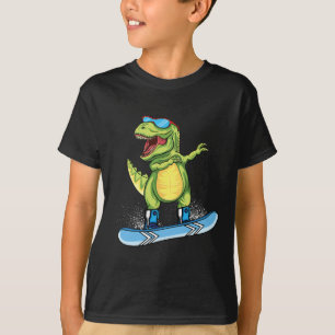 Cooler Dinosaur Snowboarden Skiing Dabbing T Rex S T-Shirt