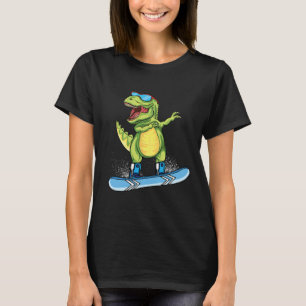 Cooler Dinosaur Snowboarden Skiing Dabbing T Rex S T-Shirt