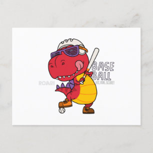 Cooler Dinosaurier beim Baseball Postkarte