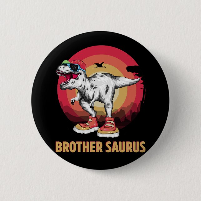 Cooler Dinosaurier Brother Trex Dino Reptile Fan Button (Vorderseite)
