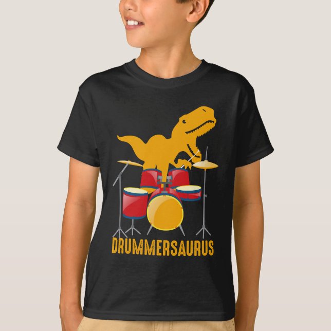 Cooler Dinosaurier Drummer Reptiles Musician Drum  T-Shirt (Vorderseite)