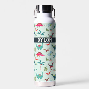 Cooler Dinosaurier individuelle Name blau Trinkflasche