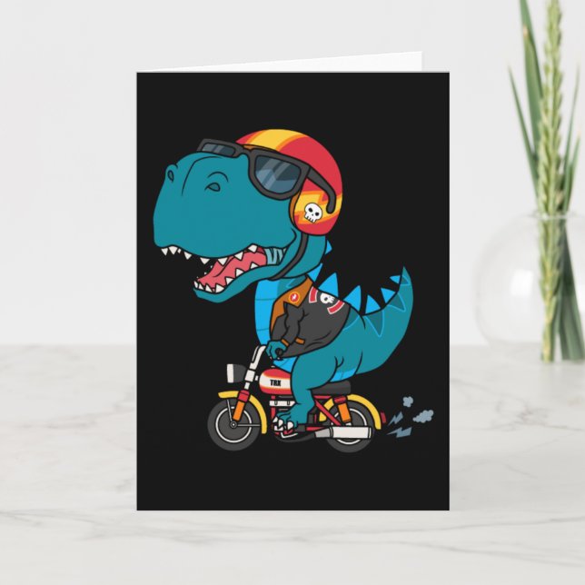 Cooler Dinosaurier mit einem Motorrad Karte (Vorderseite)
