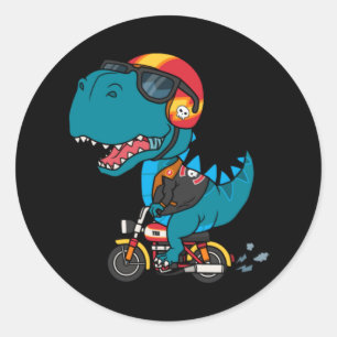 Cooler Dinosaurier mit einem Motorrad Runder Aufkleber