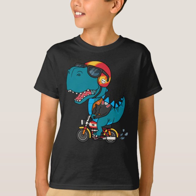 Cooler Dinosaurier mit einem Motorrad T-Shirt (Vorderseite)