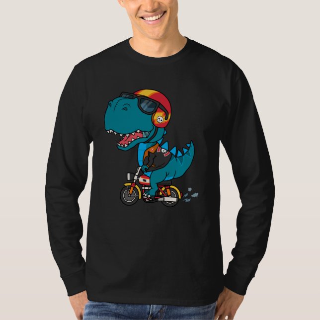 Cooler Dinosaurier mit einem Motorrad T-Shirt (Vorderseite)
