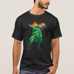 Cooler Dinosaurier mit LGBT-Flagge Funny Dino Rege T-Shirt