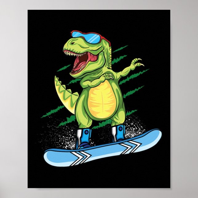 Cooler Dinosaurier Snowboarden Skiabbing T Rex Sn Poster (Vorne)