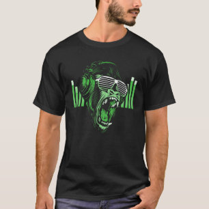 Cooler Dj-Affe 80er Jahre Plattenspieler Discjocke T-Shirt