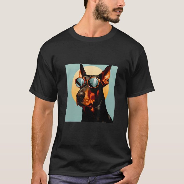 Cooler Dobermann - Dobermann Sonnenbrillen T-Shirt (Vorderseite)