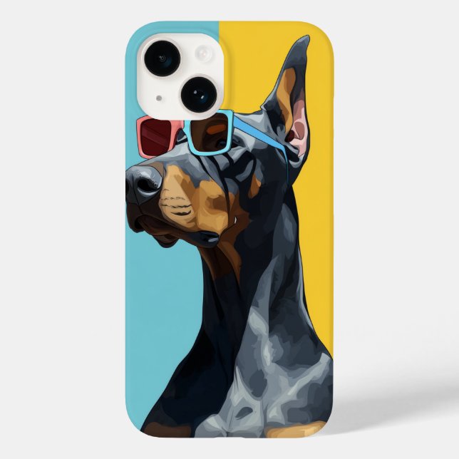 Cooler Dobermann mit Sonnenbrille Case-Mate iPhone Hülle (Rückseite)