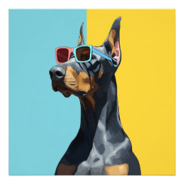 Cooler Dobermann mit Sonnenbrille Fotodruck