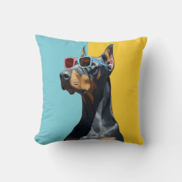 Cooler Dobermann mit Sonnenbrille Kissen