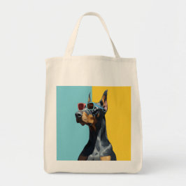 Cooler Dobermann mit Sonnenbrille Tragetasche