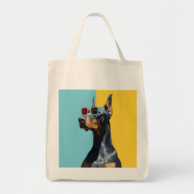 Cooler Dobermann mit Sonnenbrille Tragetasche (Vorne)