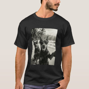 Cooler Dobermann Pinscher Selfie Strand Sonnenbril T-Shirt