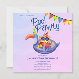 Cooler Dog Pool Party Geburtstagseinladung Einladung