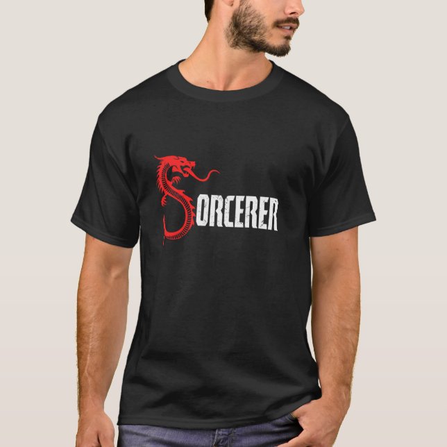 Cooler Drachenfeuer-Zauberer-Zauberer T-Shirt (Vorderseite)