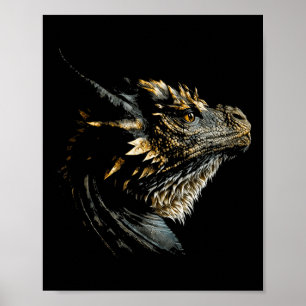 Cooler Drachenkopf Mythisches Drachengesicht atmet Poster