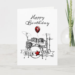 Cooler Drummer Rockstar Drum Kit Rocker Geburtstag Karte
