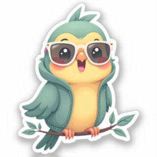 Cooler Dschungel Tropical Kawaii Bird Aufkleber