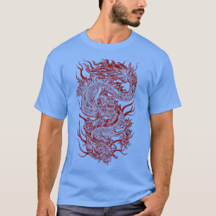 Cooler dunkler roter japanischer Drachenhintergrun T-Shirt