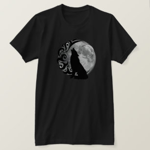 Cooler Dunkler Wolf Schwarzer Vollmond Star Retro  T-Shirt