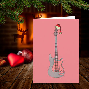 Cooler E-Gitarre Weihnachtsmann Pink Karte