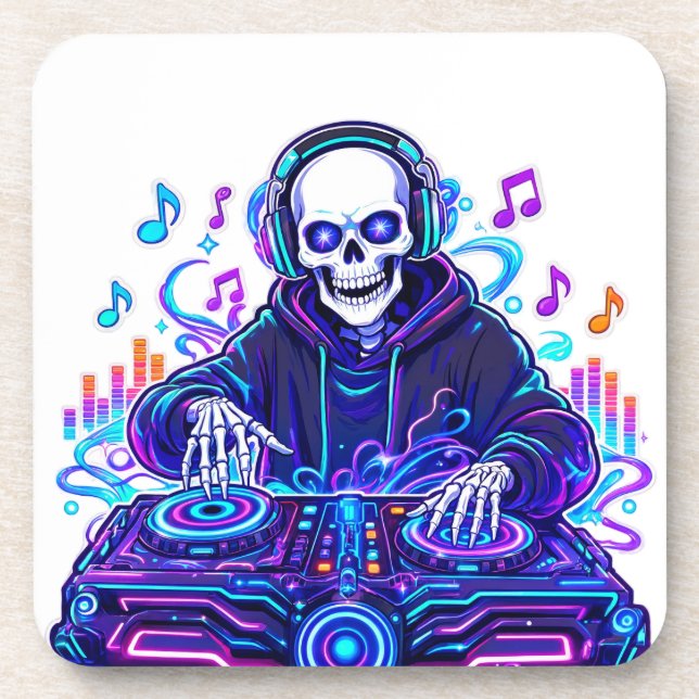 Cooler EDM-Musik-Schädel-Getränkuntersetzer Getränkeuntersetzer (Vorderseite)