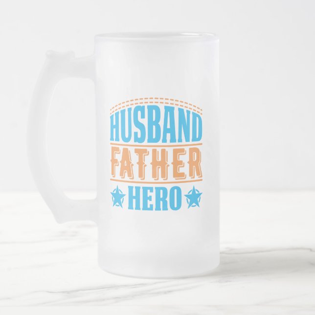 cooler Ehemann Vater Hero Wortart Mattglas Bierglas (Links)