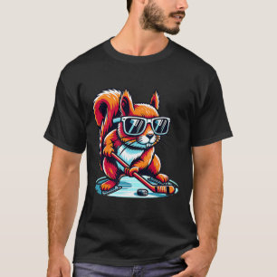 Cooler Eichhörnchen-Eishockeyspieler-Sonnenbrille T-Shirt