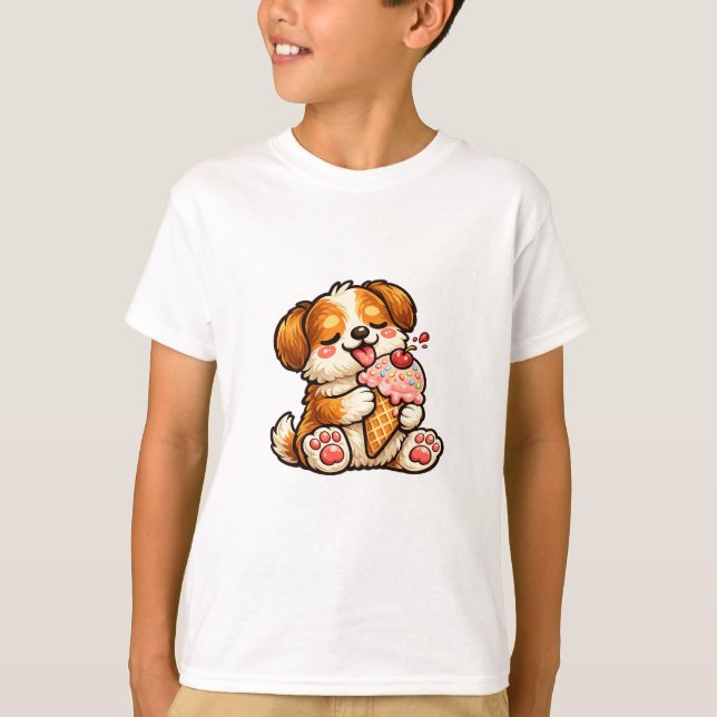 Cooler Eiscreme-Hund T-Shirt (Vorderseite)