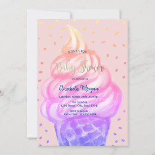 Cooler Eiscreme-Kegel Rosa Baby Shower Einladung