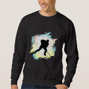 Cooler Eishockeyspieler mit Puck Sweatshirt