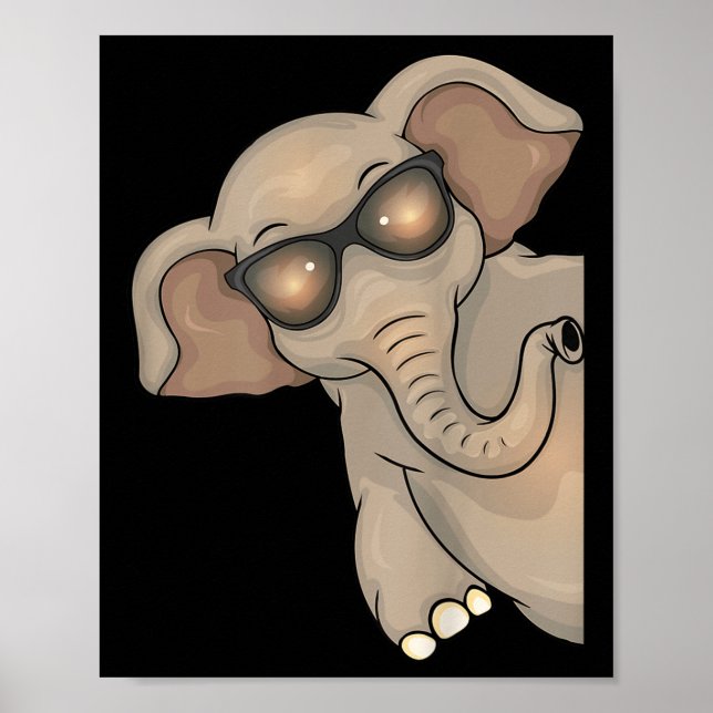 Cooler Elefant mit Sonnenbrille Kinder Elefant Lov Poster (Vorne)