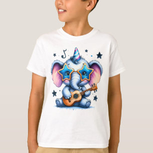 Cooler Elefant Musikliebhaber Kunst T-Shirt